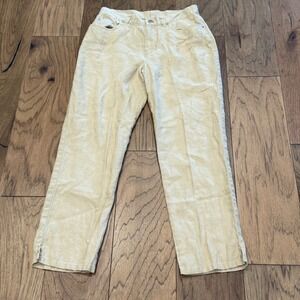 Lauren Ralph Lauren Tan 100% Linen Straight Leg Pants Beige Womens 4